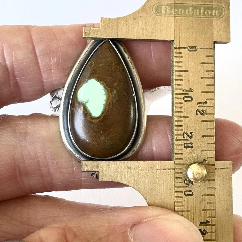 Navajo Turquoise Ring Royston Sz 9 Adjustable Signed Skeets Sterling Native Amer
